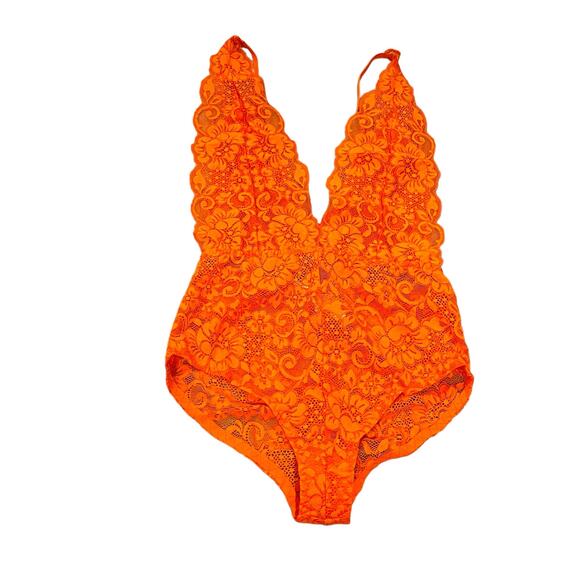 WE ARE HAH Comin In Haht Lace Bodysuit Burnt Orange Pumpkin Spice XS - Picture 8 of 12